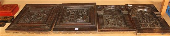 Four 17th century oak religious scened panels